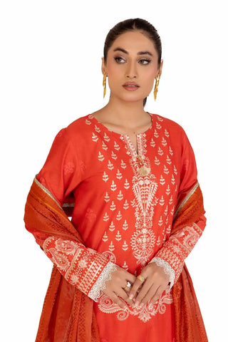 GUL AHMED-3PC Unstitched Embroidered Printed Cambric Suit with Jacquard Dupatta MJ-42027