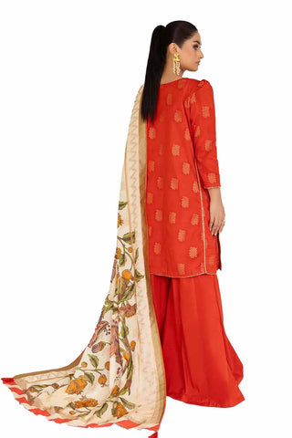 GUL AHMED-3PC Unstitched Embroidered Printed Jacquard Suit with Jacquard Dupatta MJ-42039