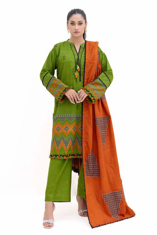 GUL AHMED -3PC Unstitched Jacquard Suit with Embroidered Khaddar Trouser MJ-42050