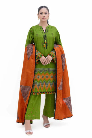 GUL AHMED -3PC Unstitched Jacquard Suit with Embroidered Khaddar Trouser MJ-42050