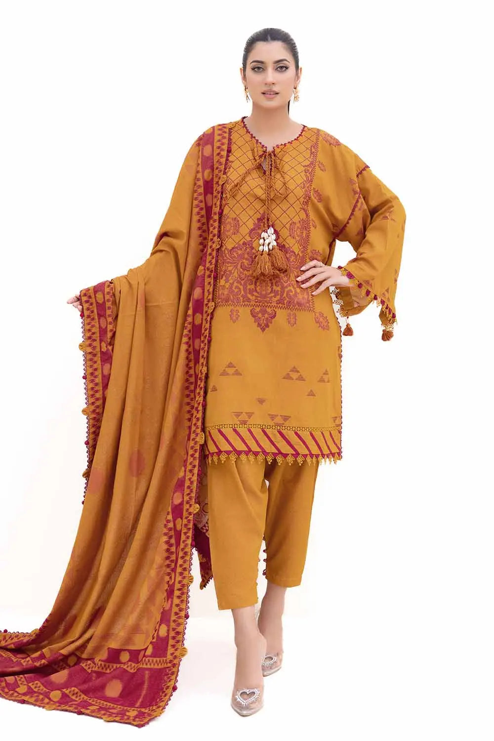 GUL AHMED-3PC Unstitched Jacquard Suit MJ-42054