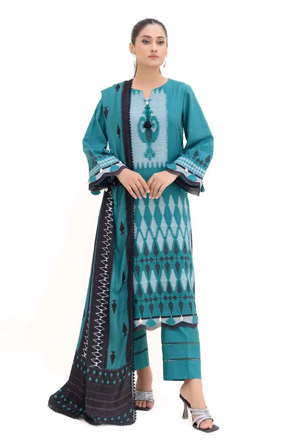 GUL AHMED -3PC Unstitched Jacquard Suit with Printed Pashmina Dupatta MJ-42058