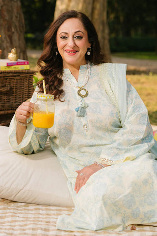 GUL AHMED -3 Piece Unstitched Printed Lawn Suit with Embroidered Denting Lawn Dupatta DN-52004