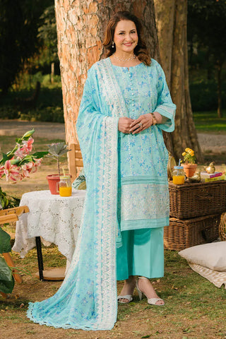 GUL AHMED -3 Piece Unstitched Embroidered Lawn Suit with Embroidered Printed Chiffon Dupatta BM-52001