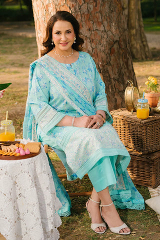 GUL AHMED -3 Piece Unstitched Embroidered Lawn Suit with Embroidered Printed Chiffon Dupatta BM-52001