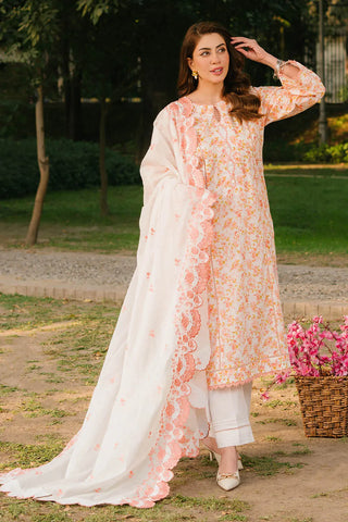 GUL AHMED-3 Piece Unstitched Printed Lawn Suit with Embroidered Denting Lawn Dupatta DN-52003