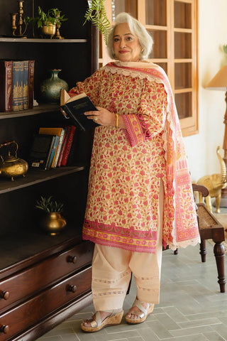 GUL AHMED -3 Piece Unstitched Printed Lawn Suit with Lacquer Printed Lawn Dupatta CL-42243 A