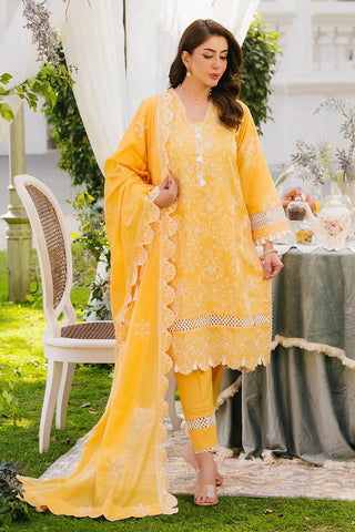 GUL AHMED -3 Piece Unstitched Embroidered Lawn Suit with Embroidered Denting Lawn Dupatta DN-52001