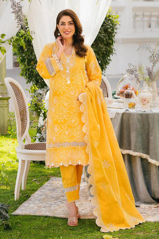 GUL AHMED -3 Piece Unstitched Embroidered Lawn Suit with Embroidered Denting Lawn Dupatta DN-52001