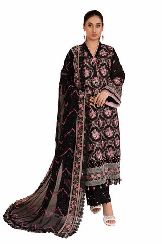 GUL AHMED -3PC Unstitched Embroidered Printed Cambric Suit with Embroidered Chiffon Dupatta PM-42014