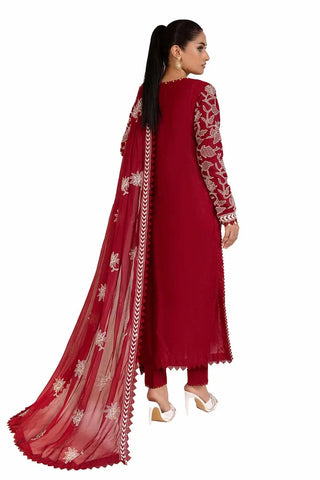 GUL AHEMD -3PC Unstitched Embroidered Printed Cambric Suit with Embroidered Chiffon Dupatta PM-42043