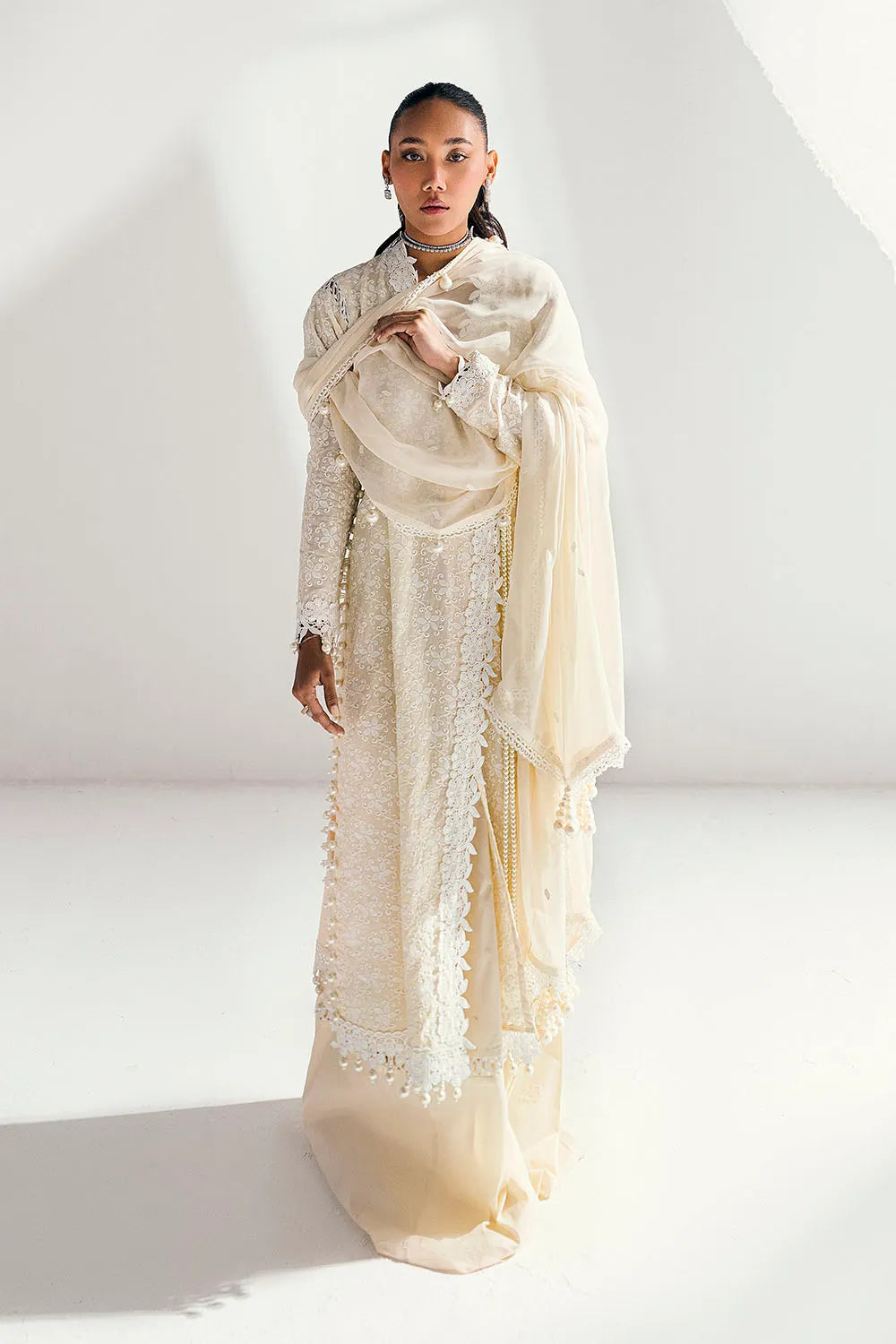 GUL AHMED-3 Piece Unstitched Schiffli Embroidered Lawn Suit with Embroidered Chiffon Dupatta PM-52046