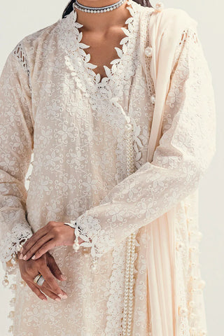 GUL AHMED-3 Piece Unstitched Schiffli Embroidered Lawn Suit with Embroidered Chiffon Dupatta PM-52046