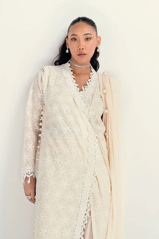 GUL AHMED-3 Piece Unstitched Schiffli Embroidered Lawn Suit with Embroidered Chiffon Dupatta PM-52046