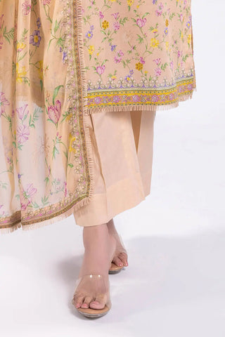 GUL AHMED -3 Piece Unstitched Embroidered Printed Lawn Suit with Embroidered Printed Chiffon Dupatta BM-52027