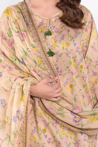 GUL AHMED -3 Piece Unstitched Embroidered Printed Lawn Suit with Embroidered Printed Chiffon Dupatta BM-52027