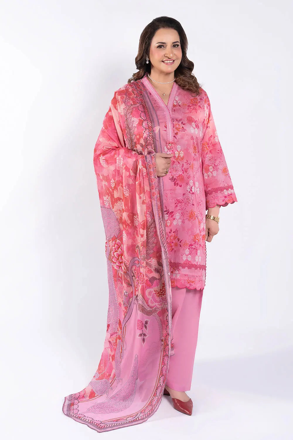 GUL AHMED -3 Piece Unstitched Printed Lawn Suit with Printed Chiffon Dupatta BM-52028