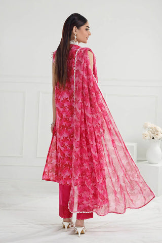 GUL AHMED-3 Piece Unstitched Embroidered Printed Lawn Suit with Embroidered Printed Chiffon Dupatta PR-52004