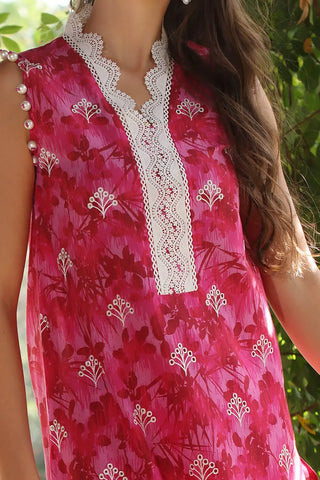 GUL AHMED-3 Piece Unstitched Embroidered Printed Lawn Suit with Embroidered Printed Chiffon Dupatta PR-52004