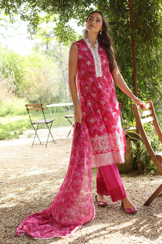 GUL AHMED-3 Piece Unstitched Embroidered Printed Lawn Suit with Embroidered Printed Chiffon Dupatta PR-52004