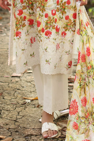GUL AHMED-3 Piece Unstitched Embroidered Printed Lawn Suit with Printed Chiffon Dupatta PR-52006