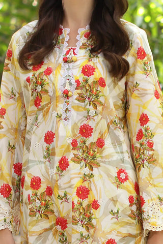 GUL AHMED-3 Piece Unstitched Embroidered Printed Lawn Suit with Printed Chiffon Dupatta PR-52006