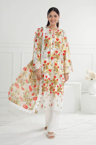 GUL AHMED-3 Piece Unstitched Embroidered Printed Lawn Suit with Printed Chiffon Dupatta PR-52006