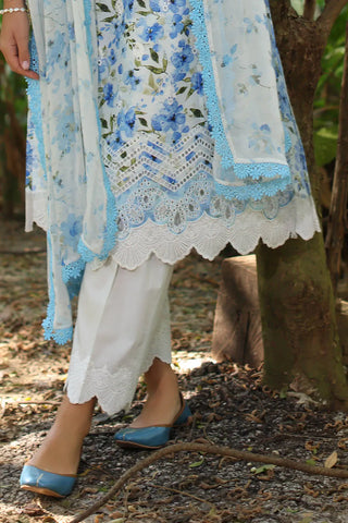GUL AHMED-3 Piece Unstitched Embroidered Printed Lawn Suit with Printed Chiffon Dupatta PR-52010