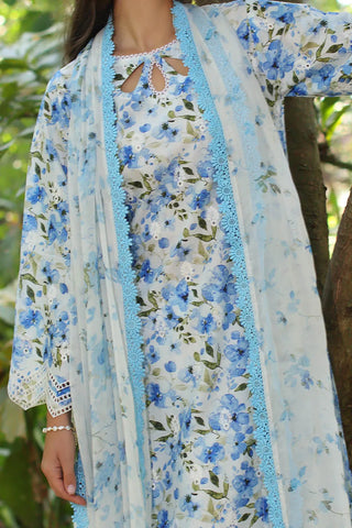 GUL AHMED-3 Piece Unstitched Embroidered Printed Lawn Suit with Printed Chiffon Dupatta PR-52010