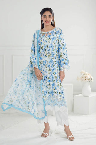 GUL AHMED-3 Piece Unstitched Embroidered Printed Lawn Suit with Printed Chiffon Dupatta PR-52010