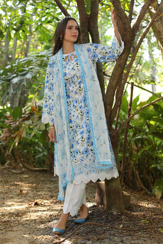 GUL AHMED-3 Piece Unstitched Embroidered Printed Lawn Suit with Printed Chiffon Dupatta PR-52010