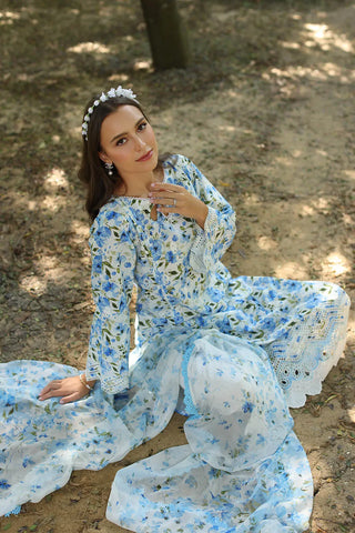 GUL AHMED-3 Piece Unstitched Embroidered Printed Lawn Suit with Printed Chiffon Dupatta PR-52010