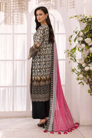 GUL AHMED-3 Piece Unstitched Embroidered Printed Lawn Suit with Printed Lawn Dupatta CL-52314