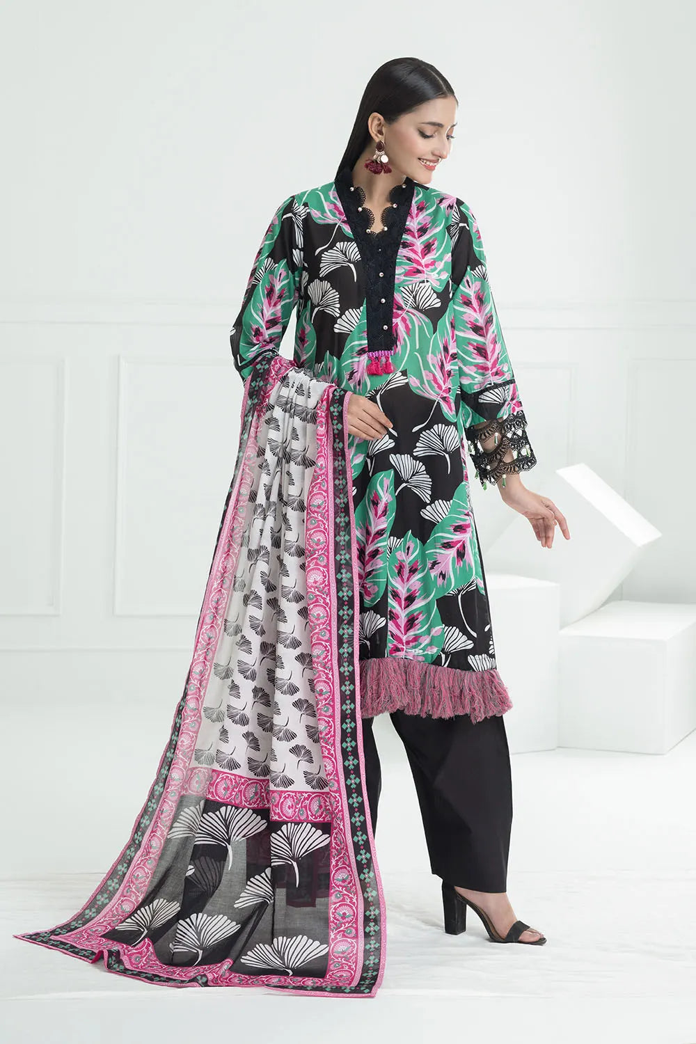 GUL AHMED -3 Piece Unstitched Jacquard Suit with Printed Lawn Dupatta CL-52478