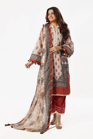 GUL AHMED -3 Piece Unstitched Printed Lawn Suit with Printed Lawn Dupatta CL-52511
