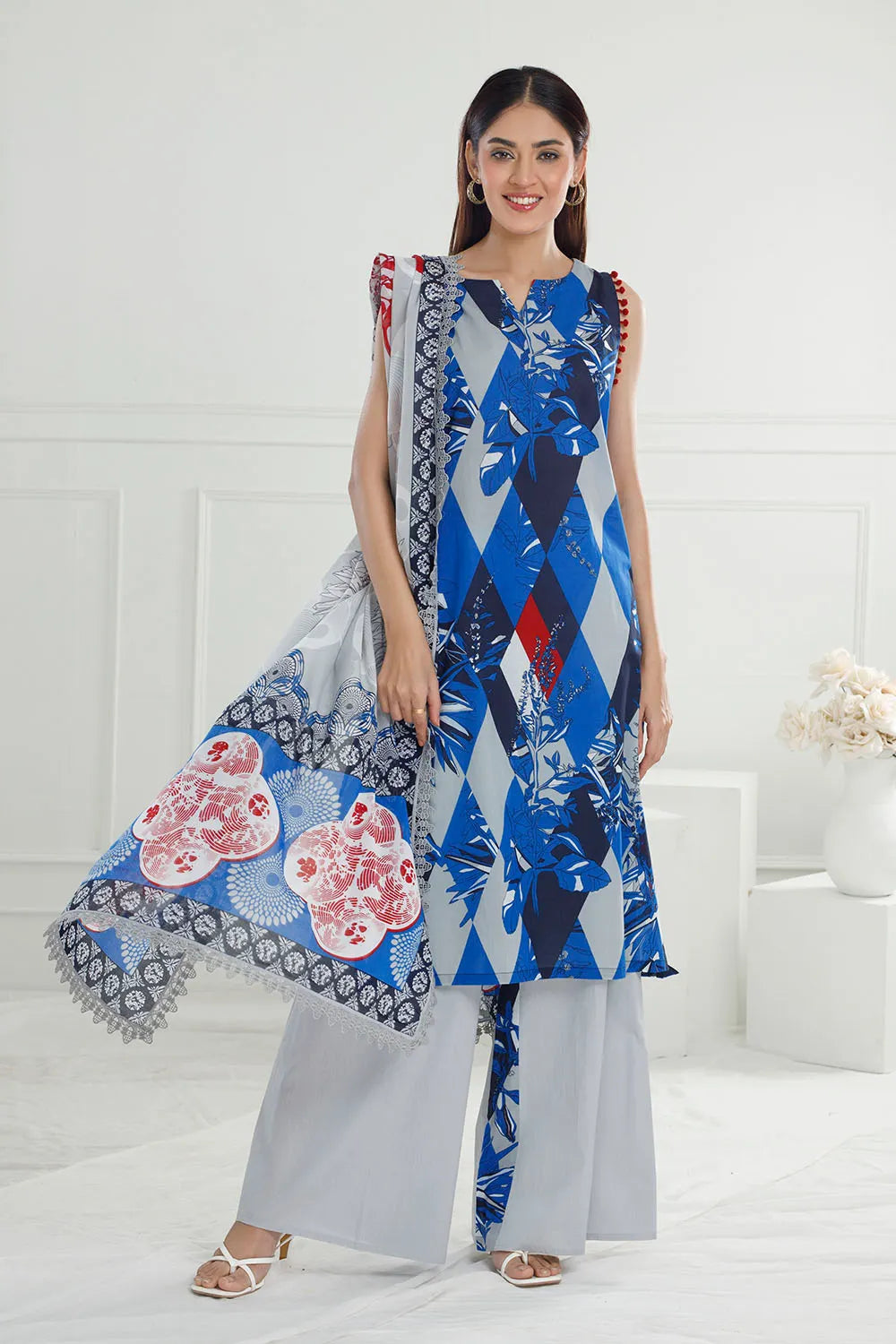 GUL AHMED-3 Piece Unstitched Printed Lawn Suit with Printed Lawn Dupatta CL-52429