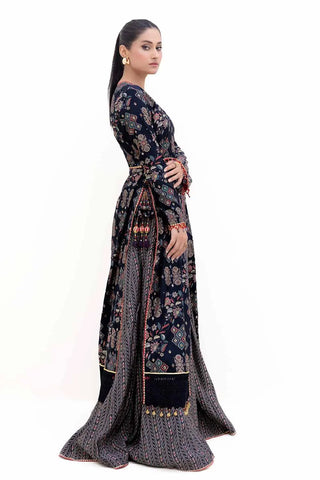 GUL AHMED -3PC Unstitched Gold Printed Polyestor Suit with Printed Sequins Stripe Dupatta SP-42045