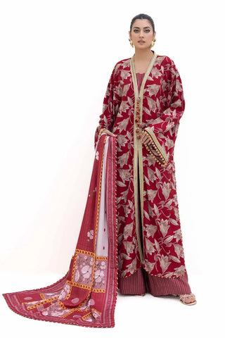 GUL AHMED -3PC Unstitched Gold Printed Polyestor Suit with Printed Sequins Stripe Dupatta SP-42046