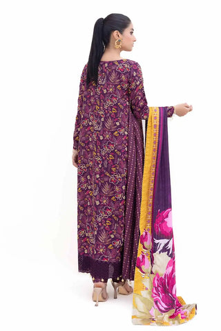 GUL AHMED -3PC Unstitched Gold Printed Polyestor Suit with Printed Sequins Stripe Dupatta SP-42047