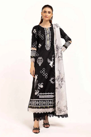 GUL AHEMD -3 Piece Unstitched Embroidered Khaddar Suit with Printed Zari Jacquard Dupatta ST-42010