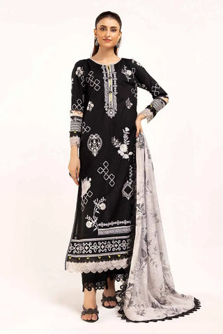 GUL AHEMD -3 Piece Unstitched Embroidered Khaddar Suit with Printed Zari Jacquard Dupatta ST-42010