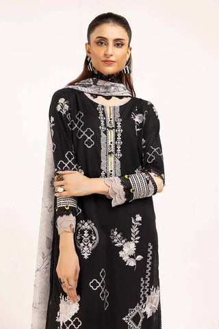 GUL AHEMD -3 Piece Unstitched Embroidered Khaddar Suit with Printed Zari Jacquard Dupatta ST-42010