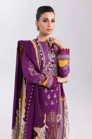 GUL AHMED-2PC Unstitched Embroidered Printed Cambric Shirt with Lawn Dupatta TCE-42003