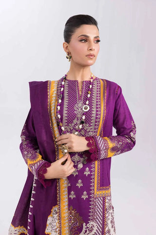 GUL AHMED-2PC Unstitched Embroidered Printed Cambric Shirt with Lawn Dupatta TCE-42003
