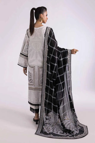 GUL AHMED-2PC Unstitched Embroidered Printed Cambric Shirt with Lawn Dupatta TCE-42004