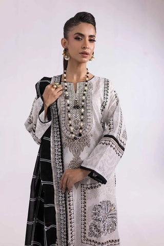 GUL AHMED-2PC Unstitched Embroidered Printed Cambric Shirt with Lawn Dupatta TCE-42004