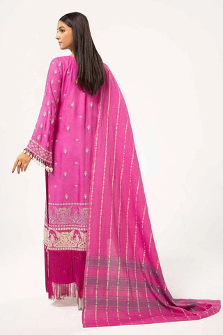GUL AHEMD -3 Piece Unstitched Lacquer Printed Stripe Karandi Suit with Yarn Dyed Dupatta YD-42001